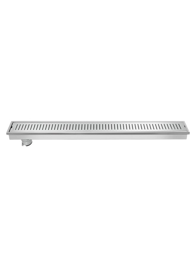 Johnson Bathrooms Johnson Fusion 4x24 inches Rectangle Shower Drain Channel | SS304 Grade Vertical Water Drain Channel| Floor Drain for Bathroom with Cockroach Trap| 2 Year Warranty (T3291C2- Stainless Steel) - Image 1